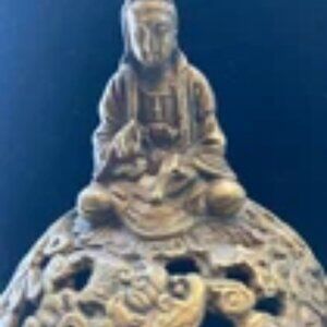 Vintage Chinese Brass Footed Incense Burner Holder Tri pod pot With Lid